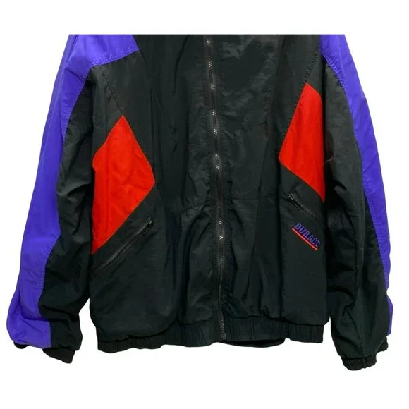 Vintage Gary Mandel Windbreaker Retro Jacket XL Black Red Purple 80s 90s Y2K - Picture 4 of 7